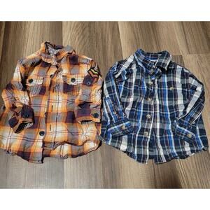 Baby Boys Plaid Roll Tab Long Sleeve Button Up Shirts SIZE 12Months